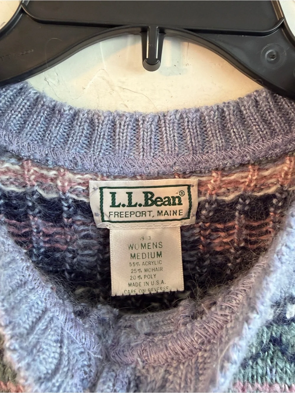 L.L.Bean Fair Isle Wool Blend Cardigan Sweater Lavender Nordic Cottagecore Y2K M